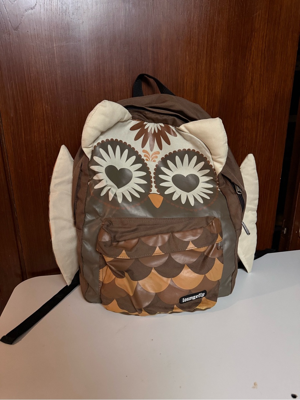 Loungefly Brown and Cream Owl  Backpack